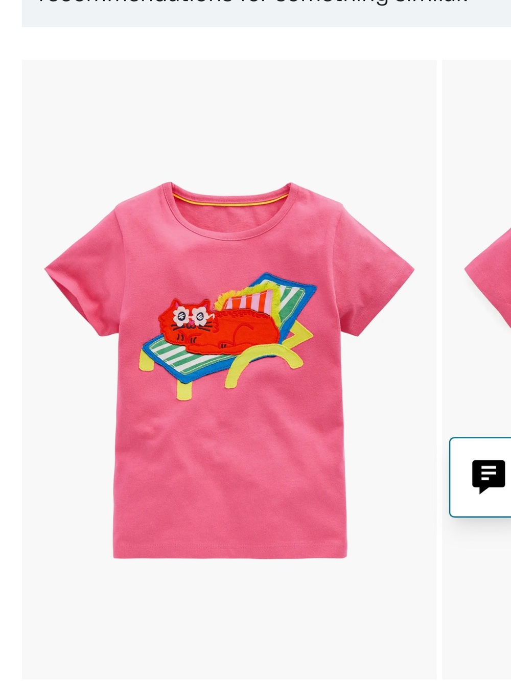 Mini Boden Applique Cat Pink Tee 2/3T